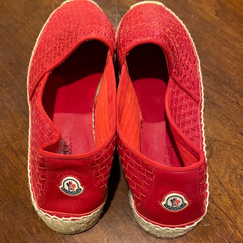 Moncler Espadrilles Red Leather Shoes size 37 NEW